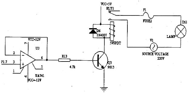图9 继电器驱动及照明电路图